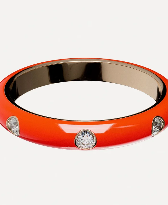 Rose Gold Diamond Enamel Ring