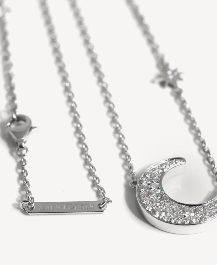 Gold Diamond Moon Necklace