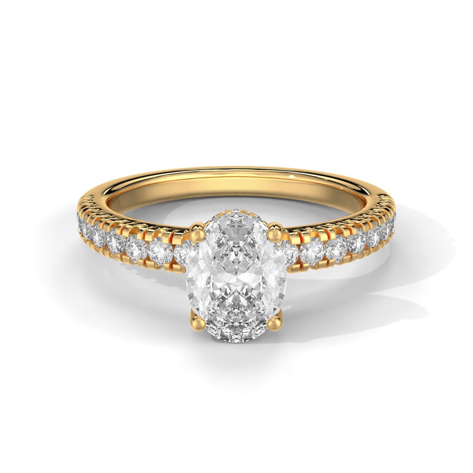 Oval Cut Hidden Halo Engagement Ring