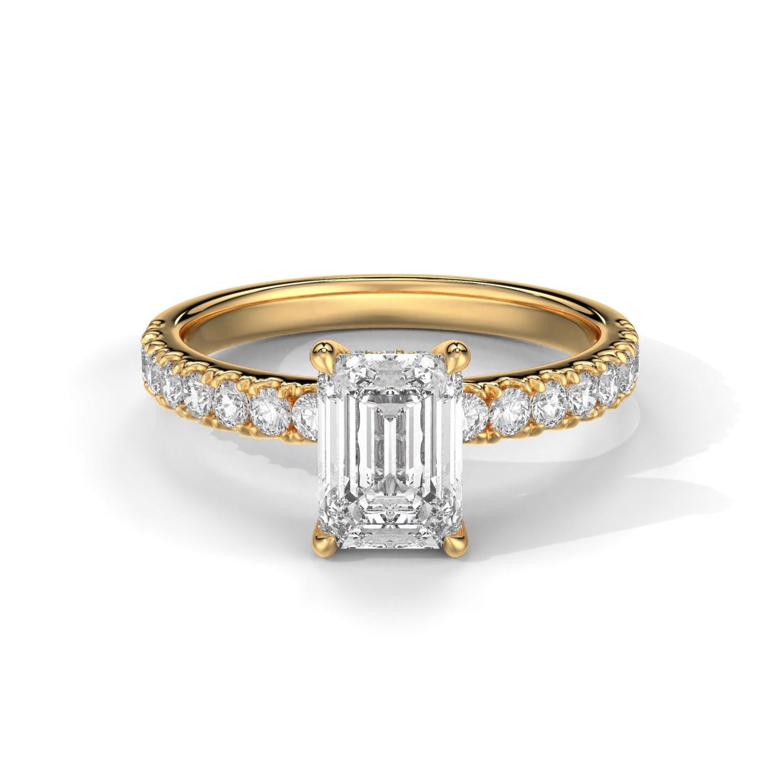 Emerald Cut Hideen Halo Engagement Ring