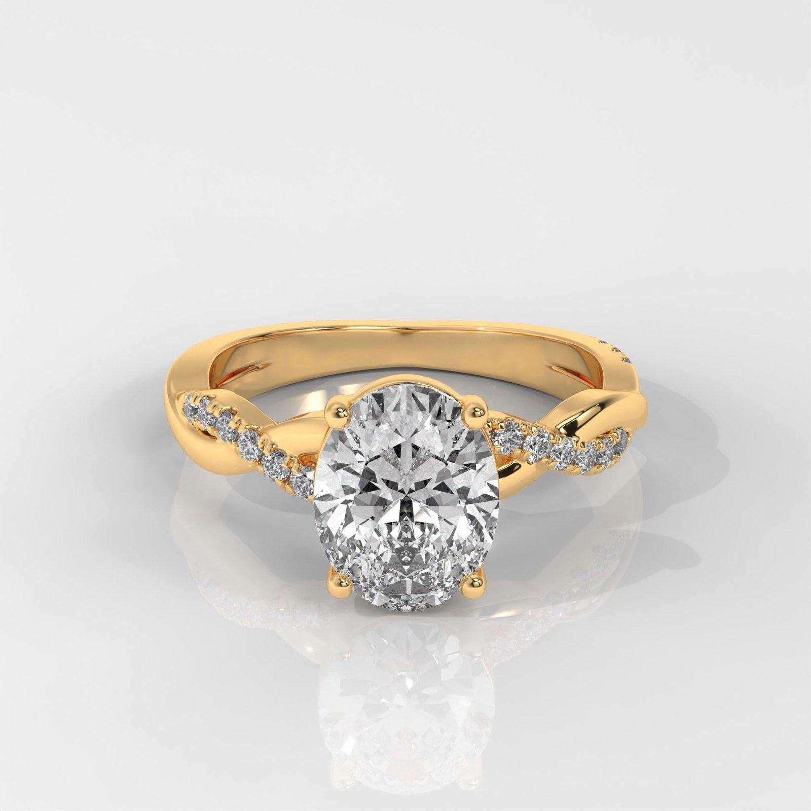 Oval Brilliant Cut Engagement Ring with Twisted Band
