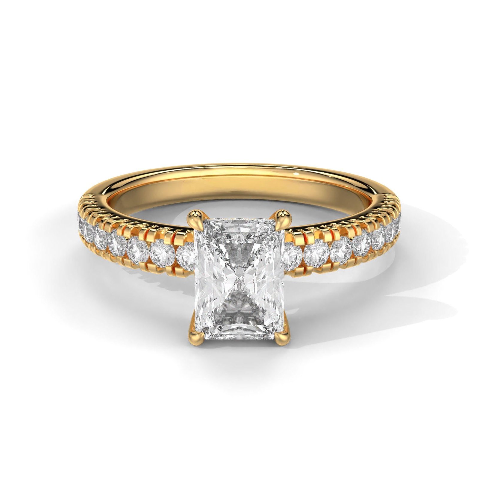 Radiant Cut Diamond Engagement Ring with Side Stones