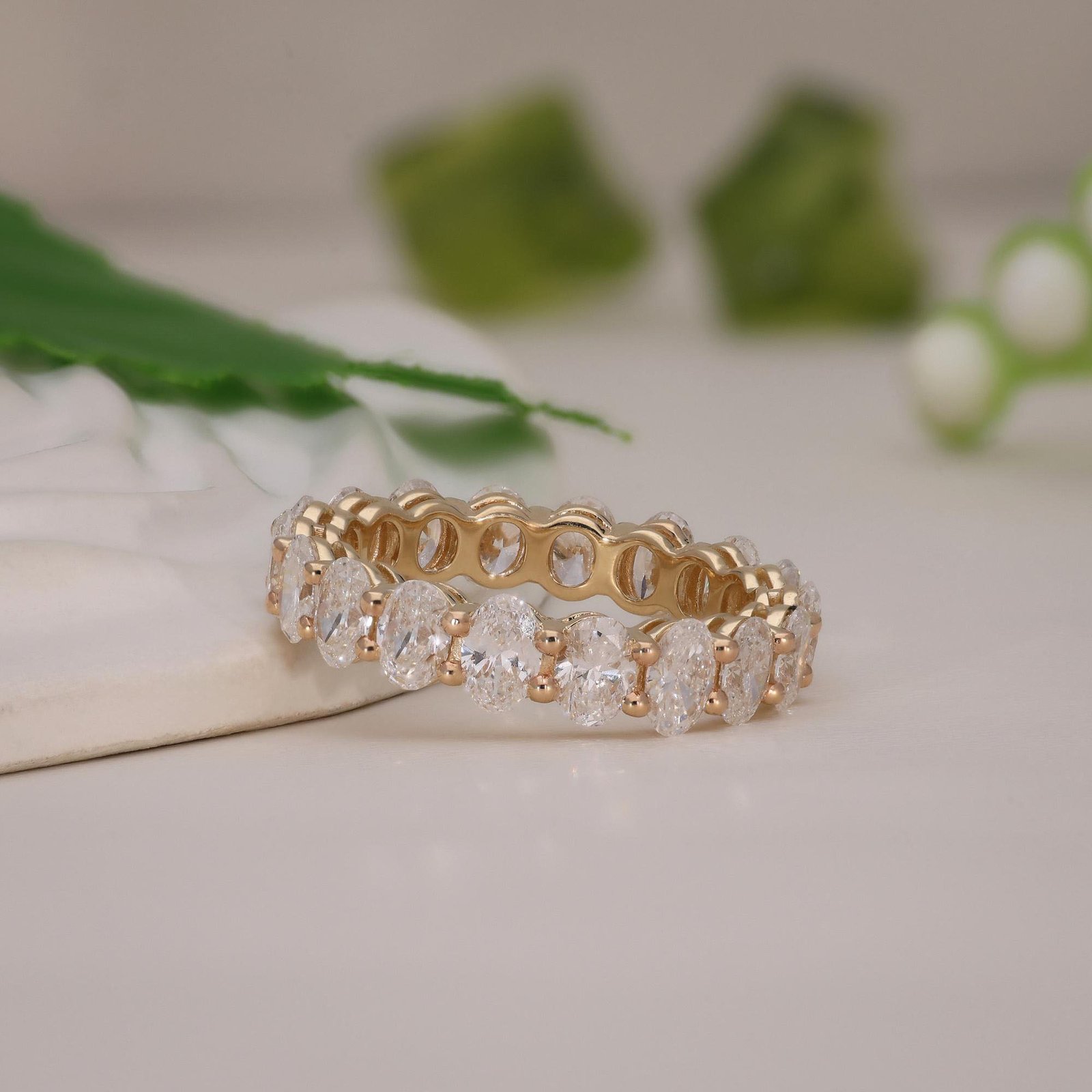 Yellow Gold Oval Shape Eternity Band