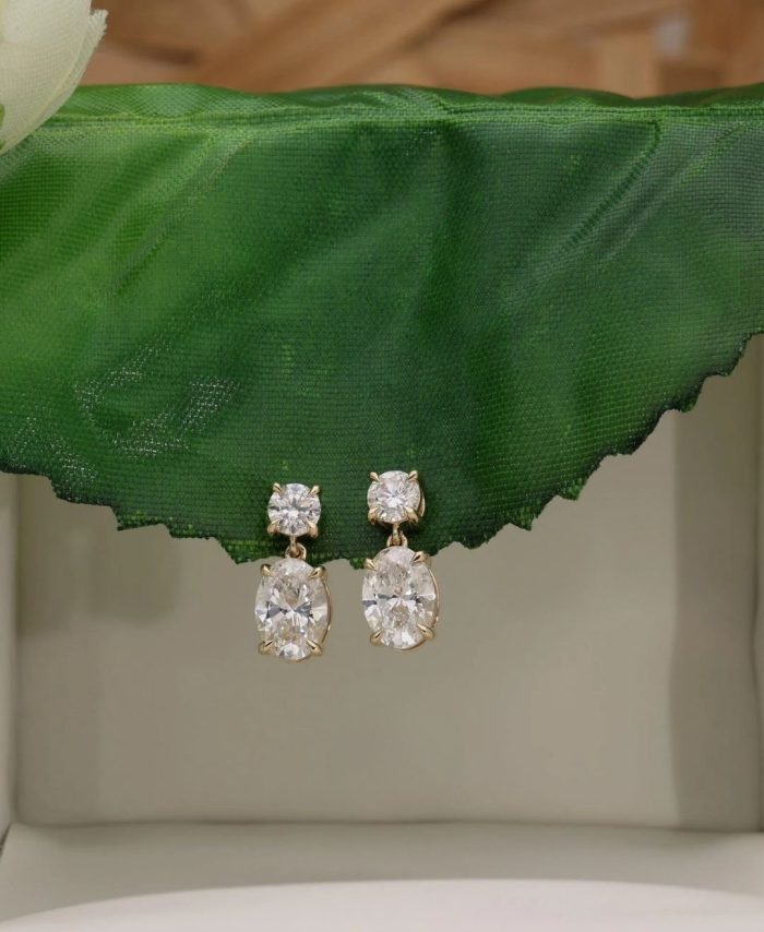 Oval & Round Dangle Stud Earrings