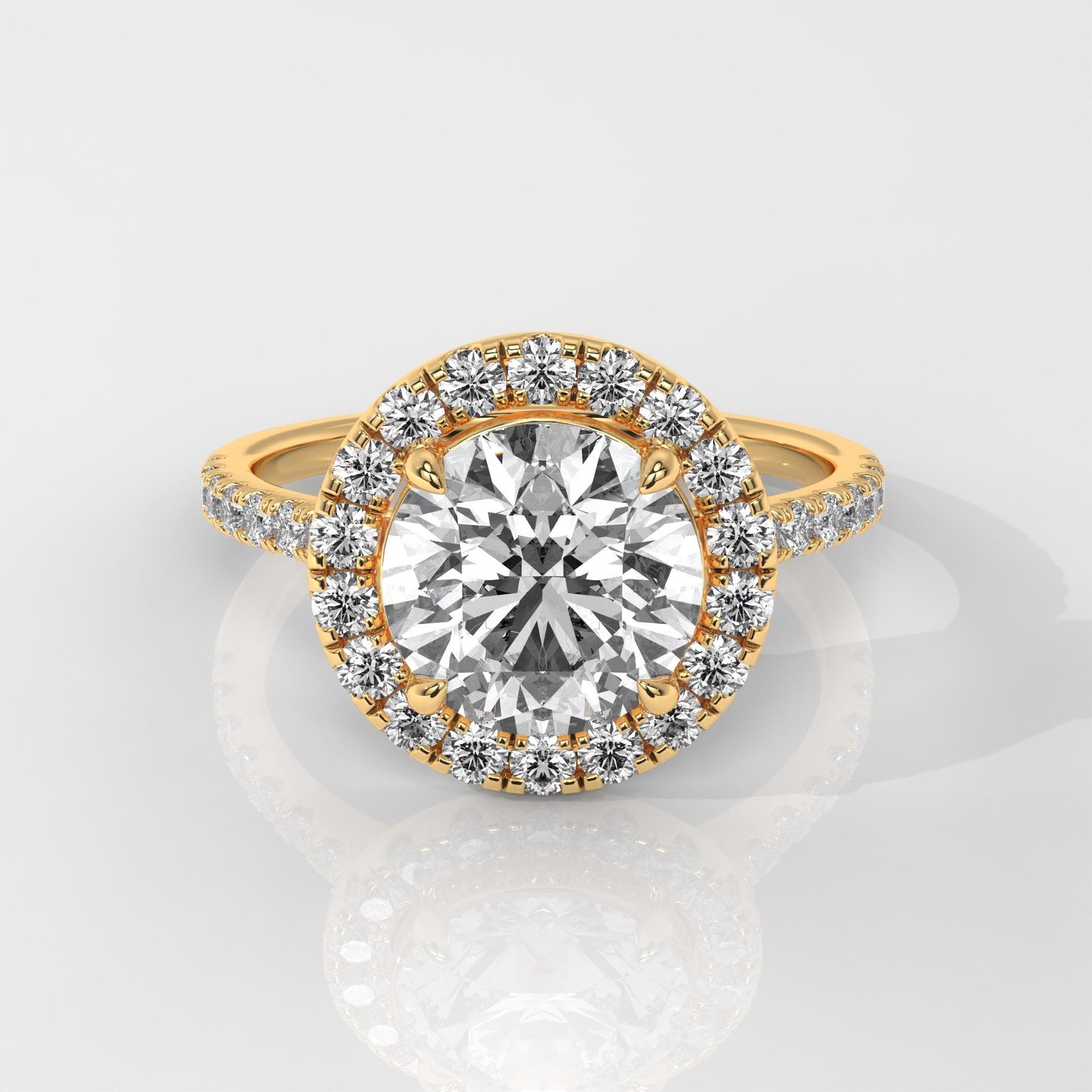 Round Halo IGI Certified Engagement Ring
