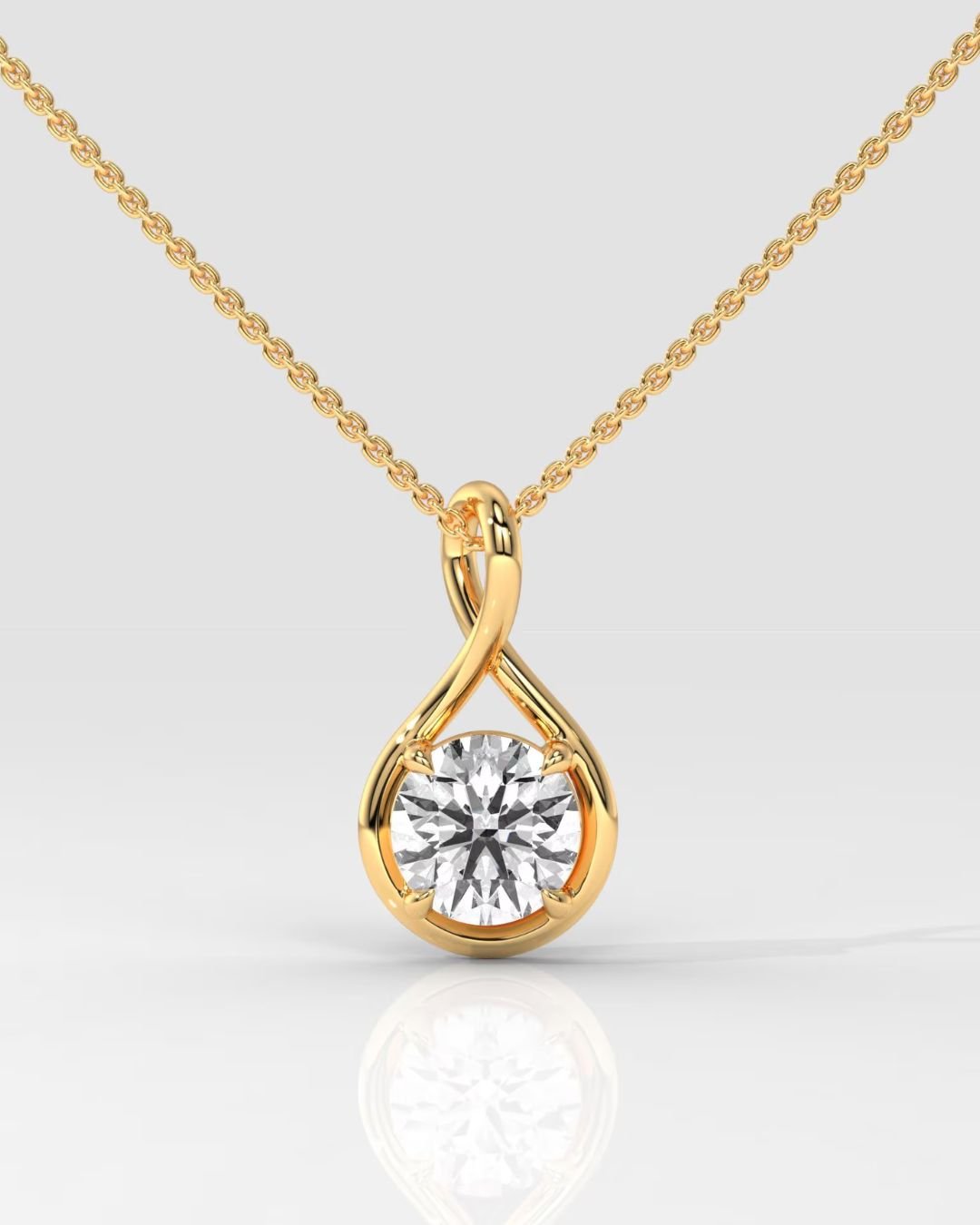 Twisted Round Lab Grown Diamond Solitaire Pendant