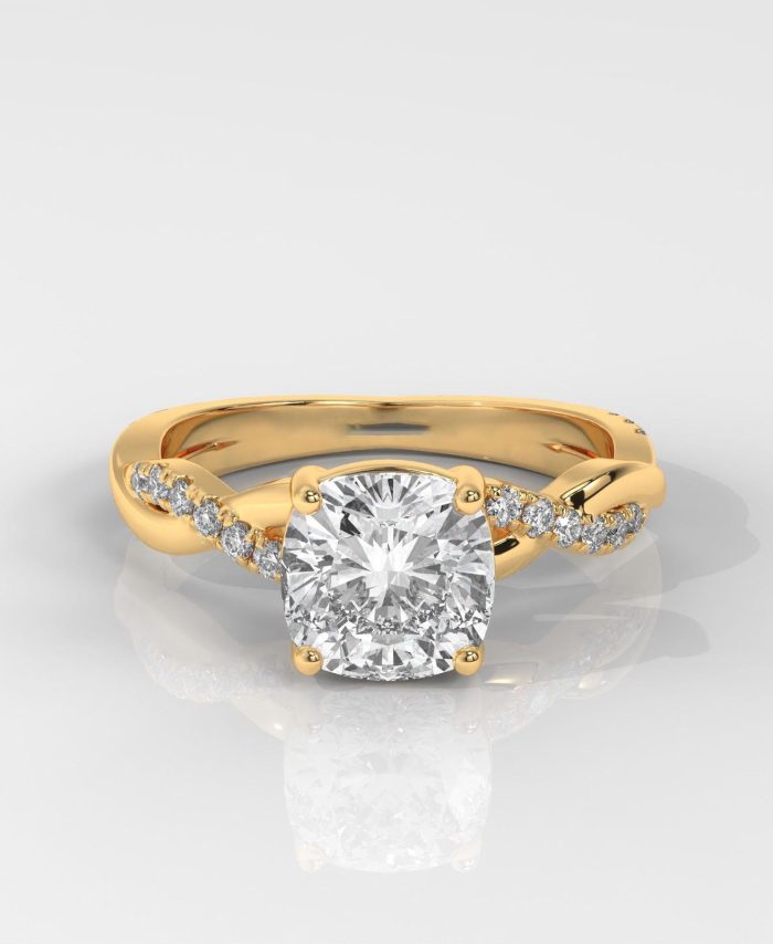 Square Cushion Cut Engagement Ring with Twisted Band