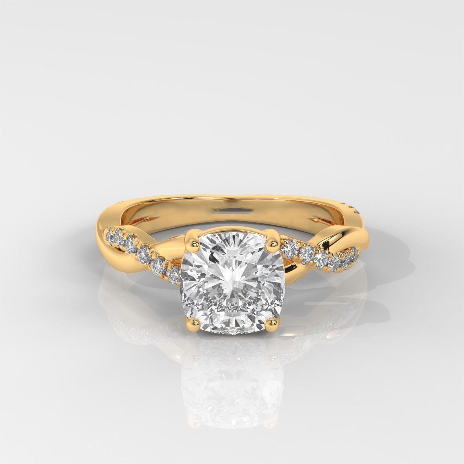 Square Cushion Cut Engagement Ring with Twisted Band