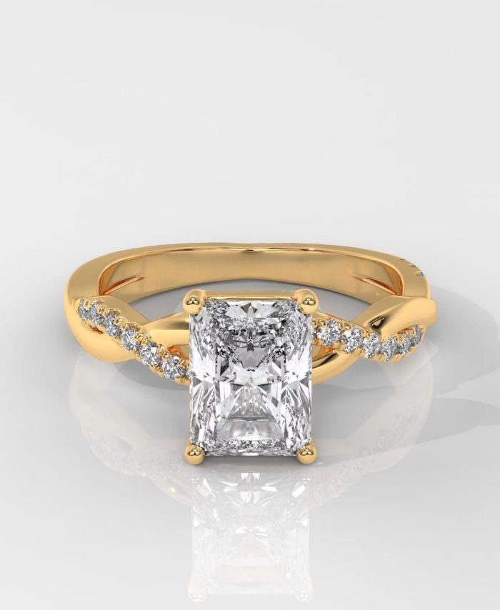 Radiant Cut Diamond Ring With Twisted Band