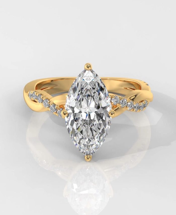 Marquise Diamond Engagement Ring With Twisted Band