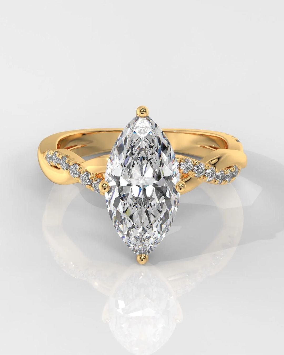 Marquise Diamond Engagement Ring With Twisted Band