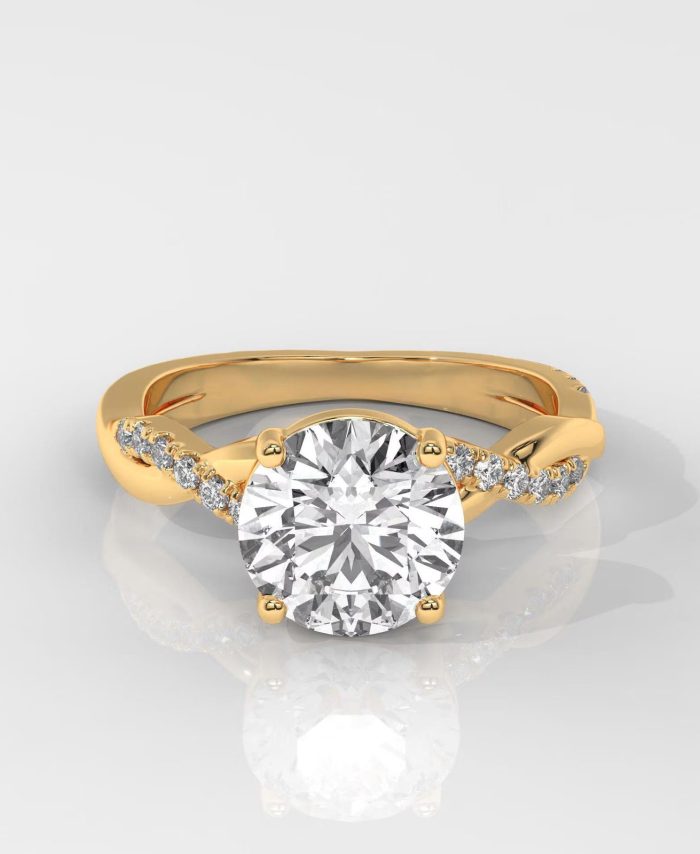 Round Brilliant Cut Engagement Ring with Twisted Band