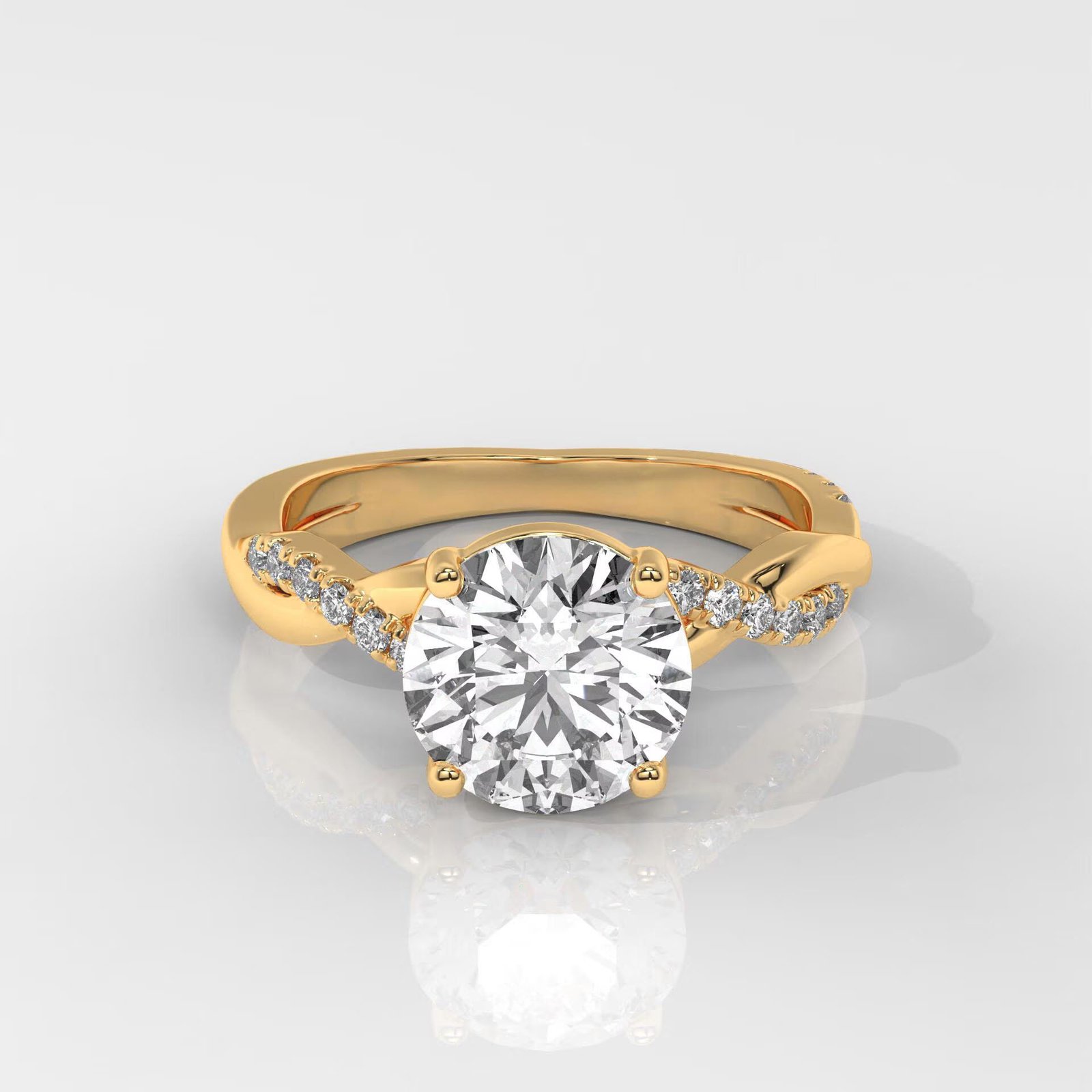 Round Brilliant Cut Engagement Ring with Twisted Band