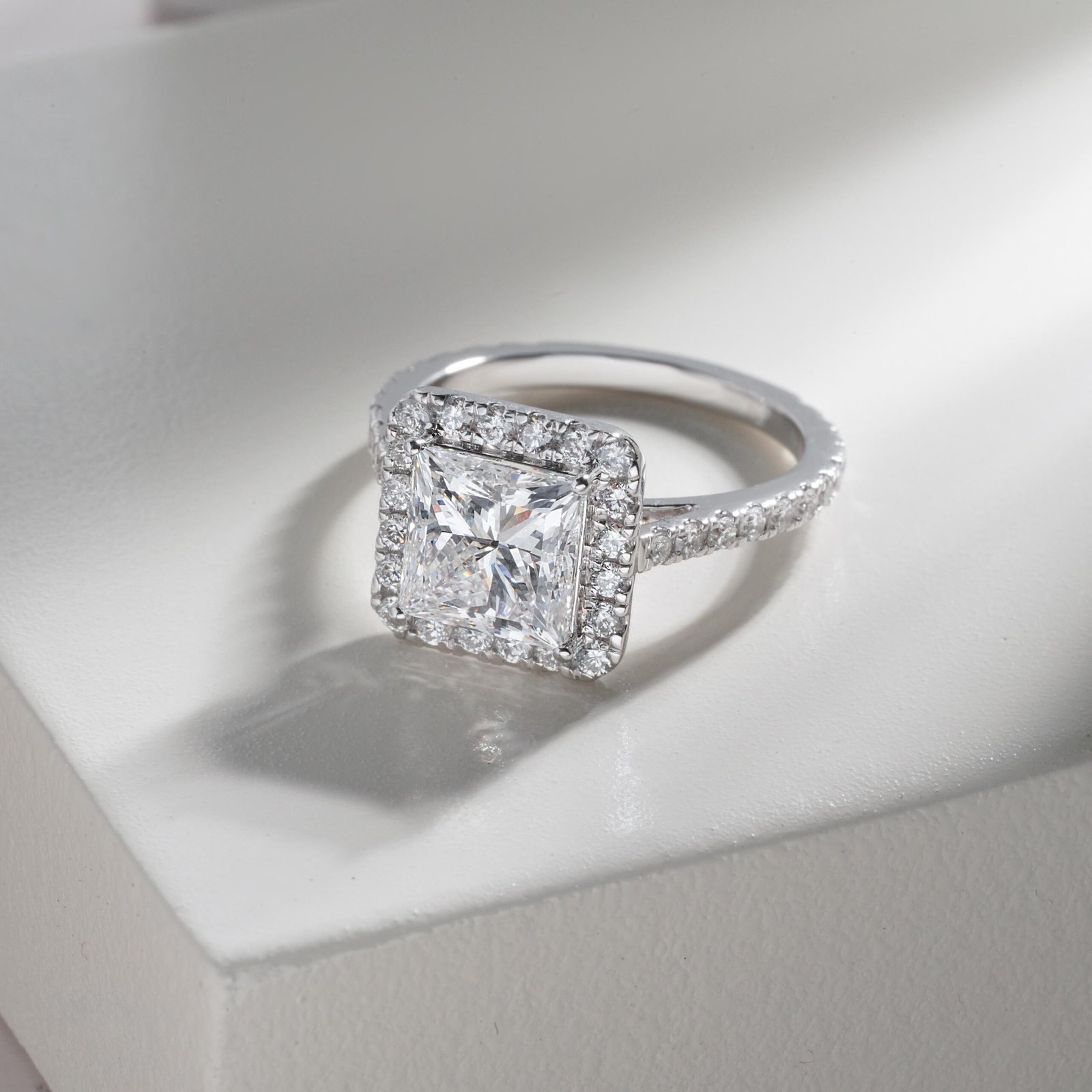 Princess Cut Engagement Ring with Halo Setting