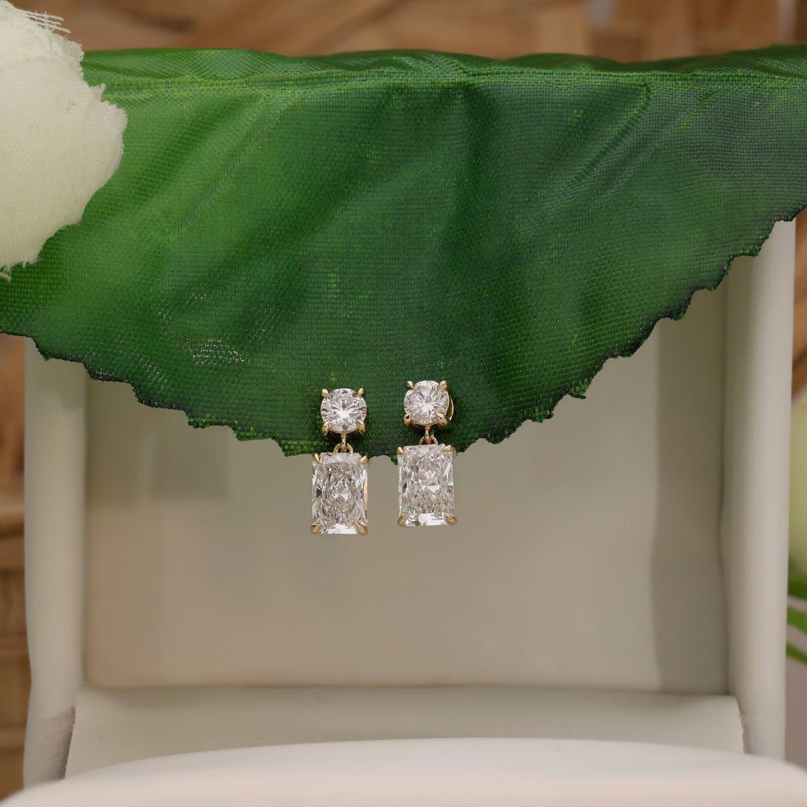 Radiant & Round Lab Grown Diamond Dangle Earrings