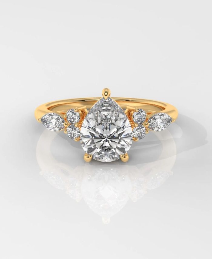Pear Cut Diamond Engagement Ring With Side Stones