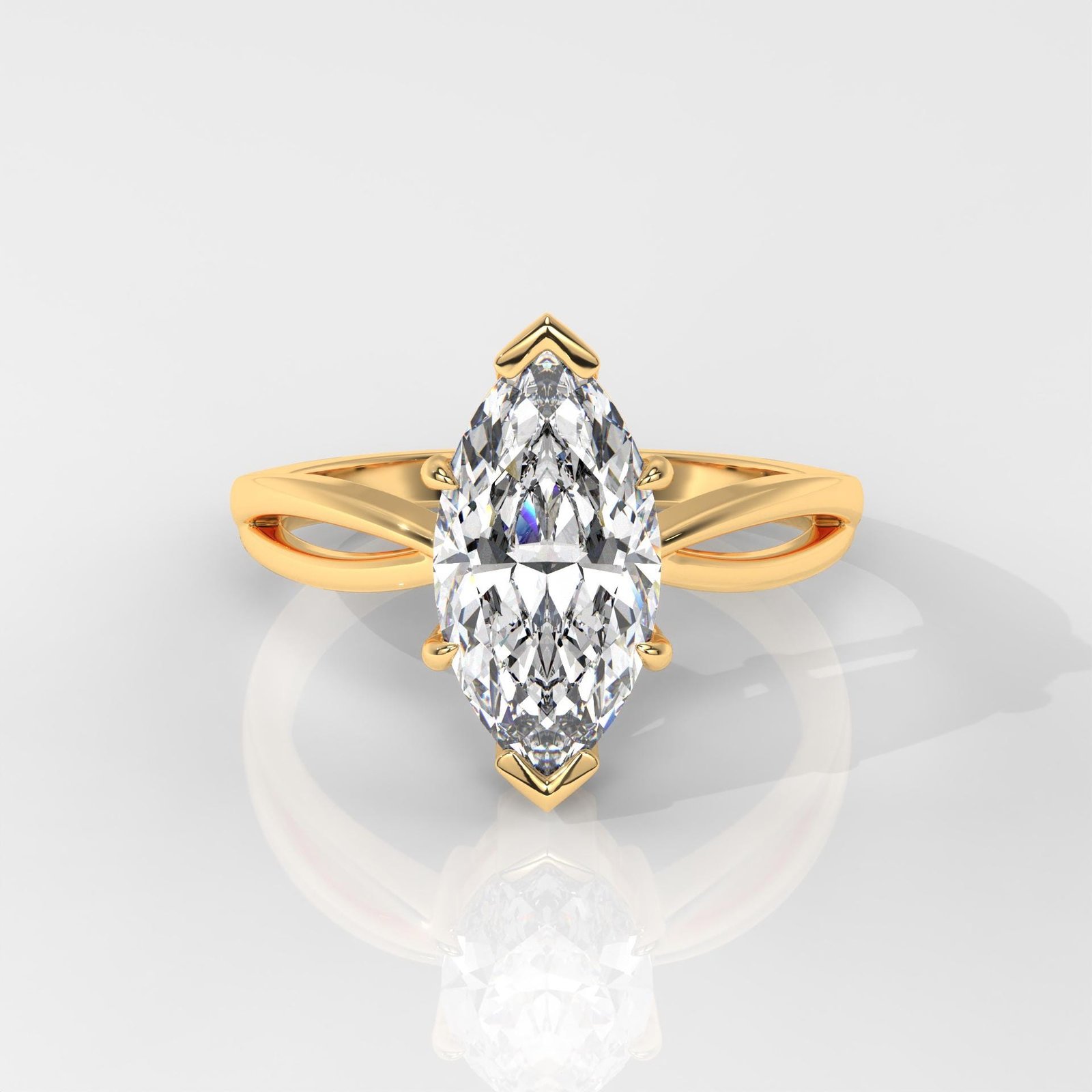 Marquise Cut Solitaire Engagement Ring with Split Shank