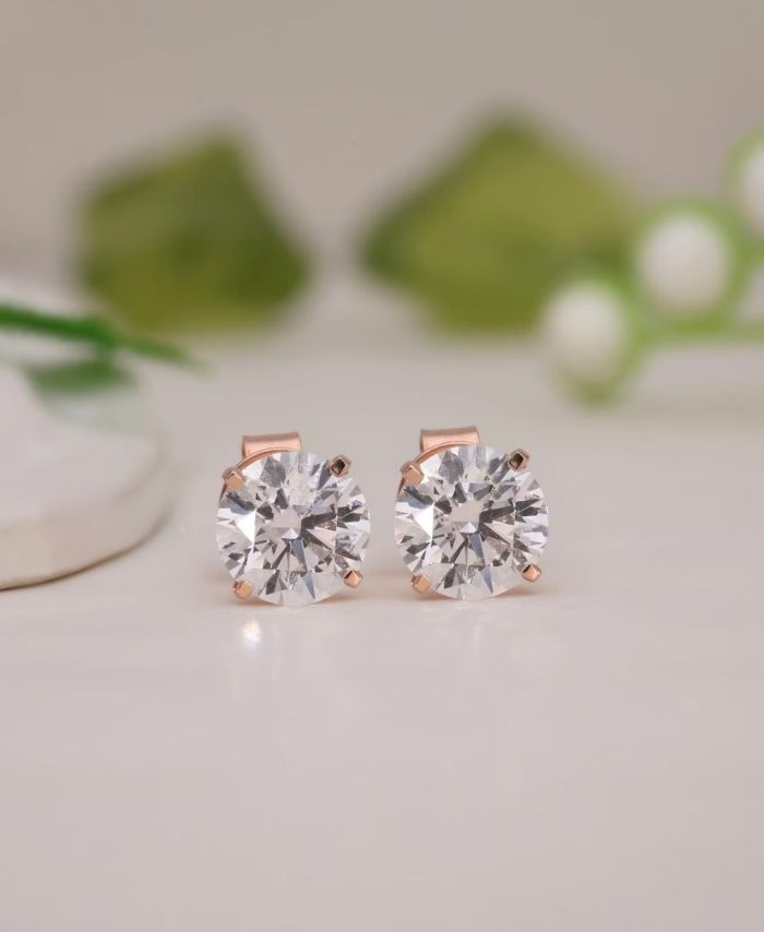 Round Cut Stud Earrings