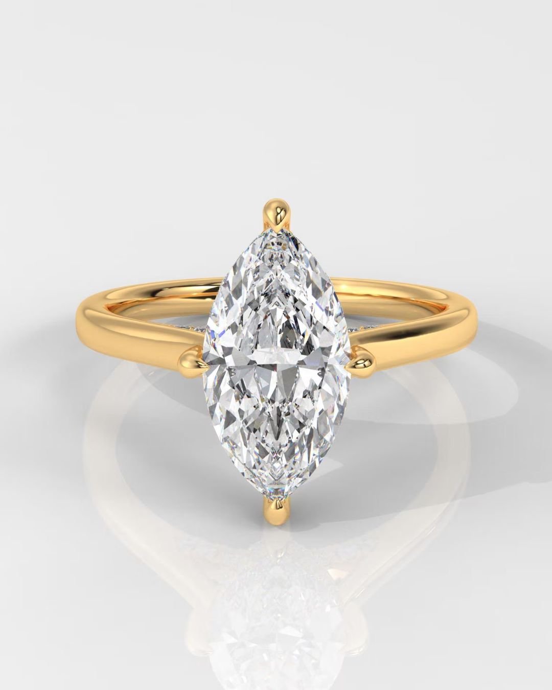 Marquise Cut Engagement Ring With Hidden Halo
