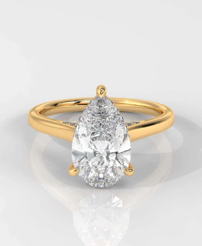 Pear Hidden Halo Engagement Ring