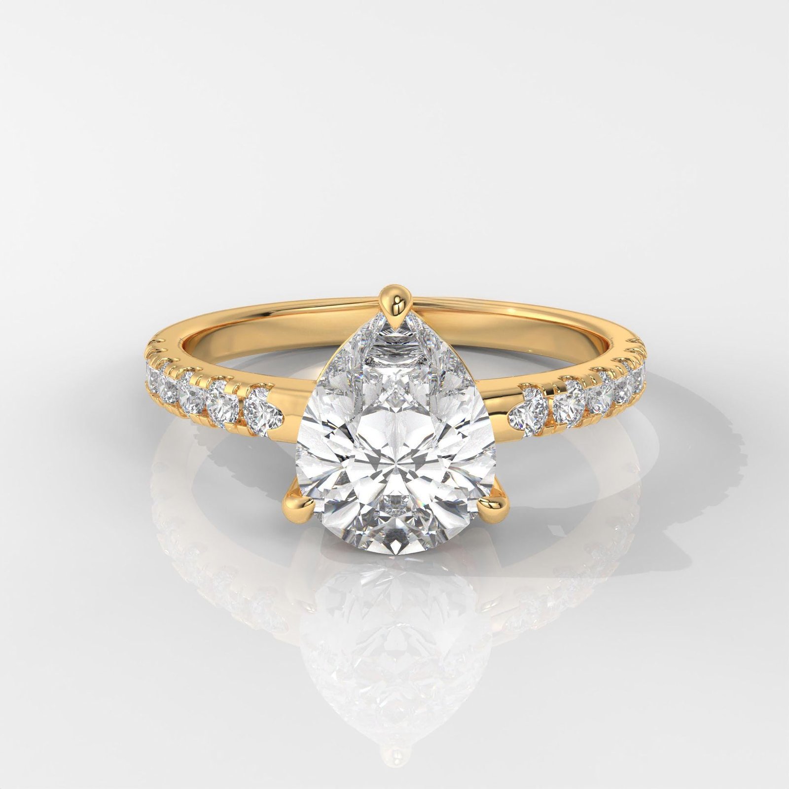 Pear-Shaped Diamond Pave Engagement Ring
