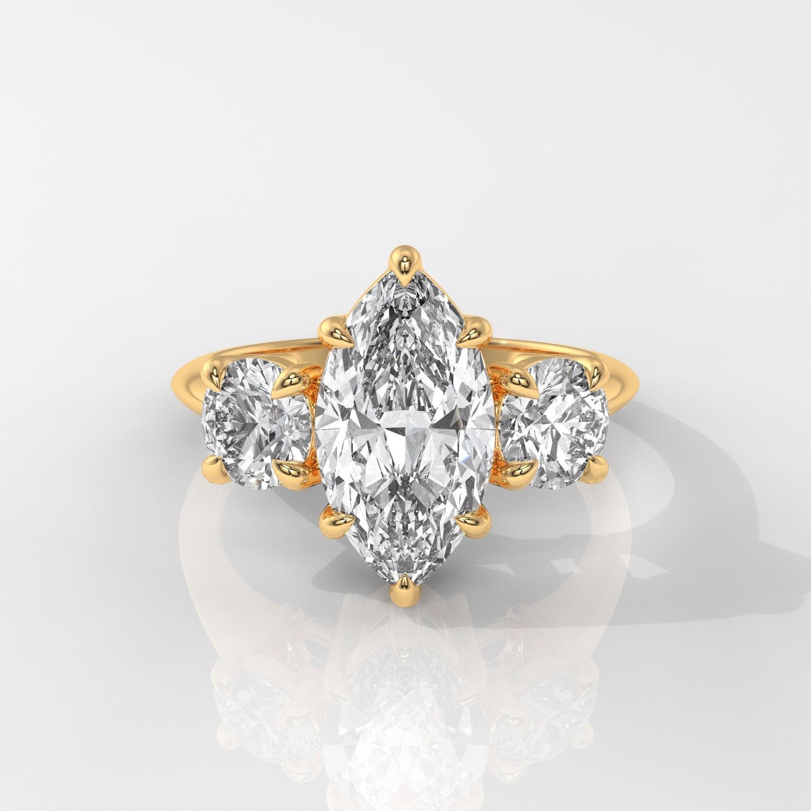 Marquise Cut Diamond Engagement Ring with Side Stones