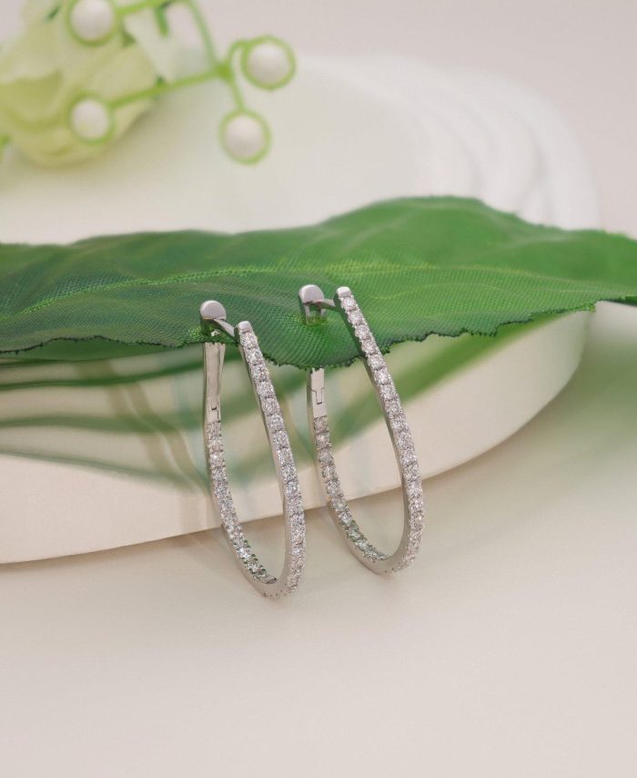 Round Brilliant Cut Diamond Hoop Earrings