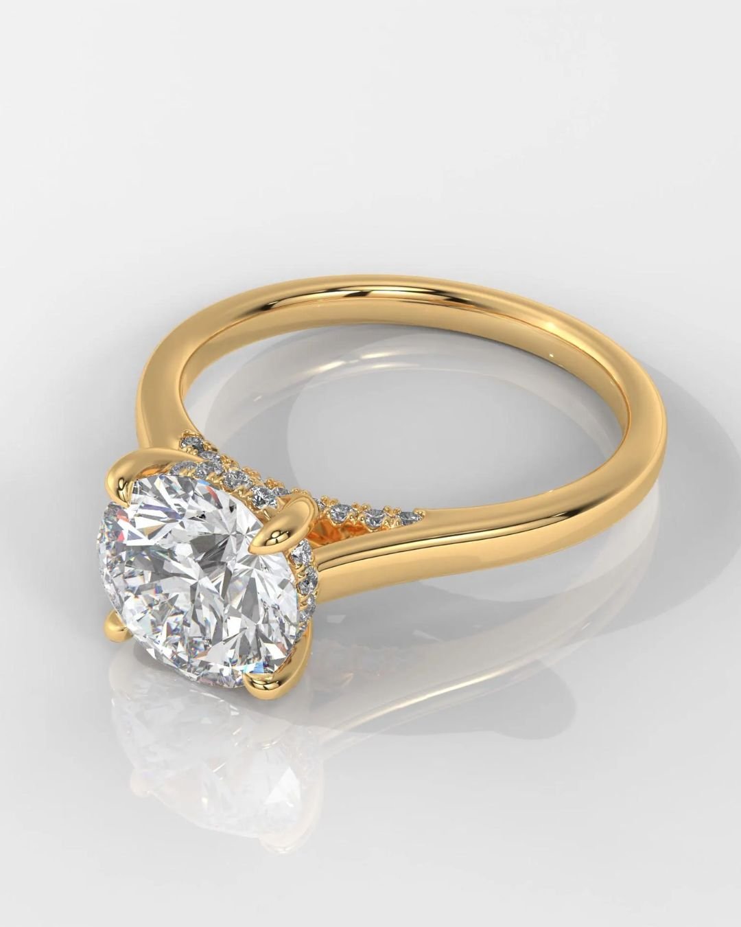 Round Cut Hidden Halo Engagement Ring