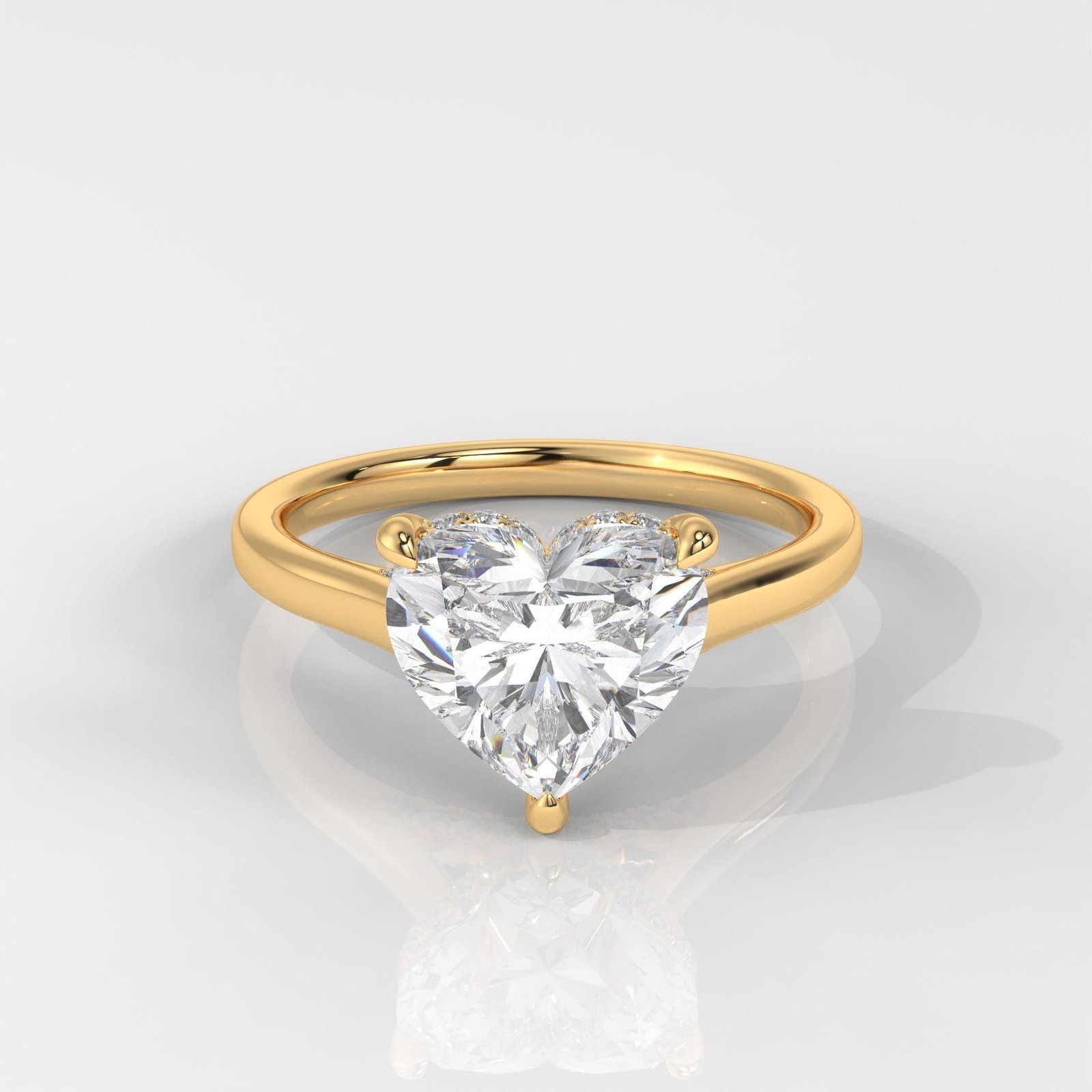Heart Cut Hidden Halo Enagement Ring