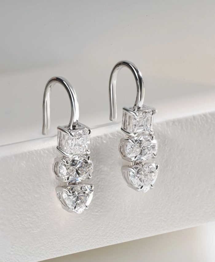 Mixed Shape Lab Grown Diamond Dangle Earrings