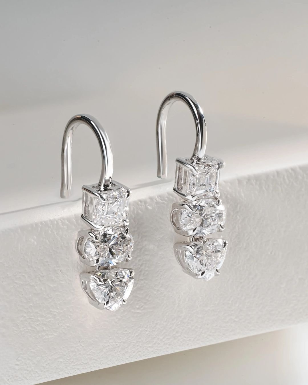 Mixed Shape Lab Grown Diamond Dangle Earrings