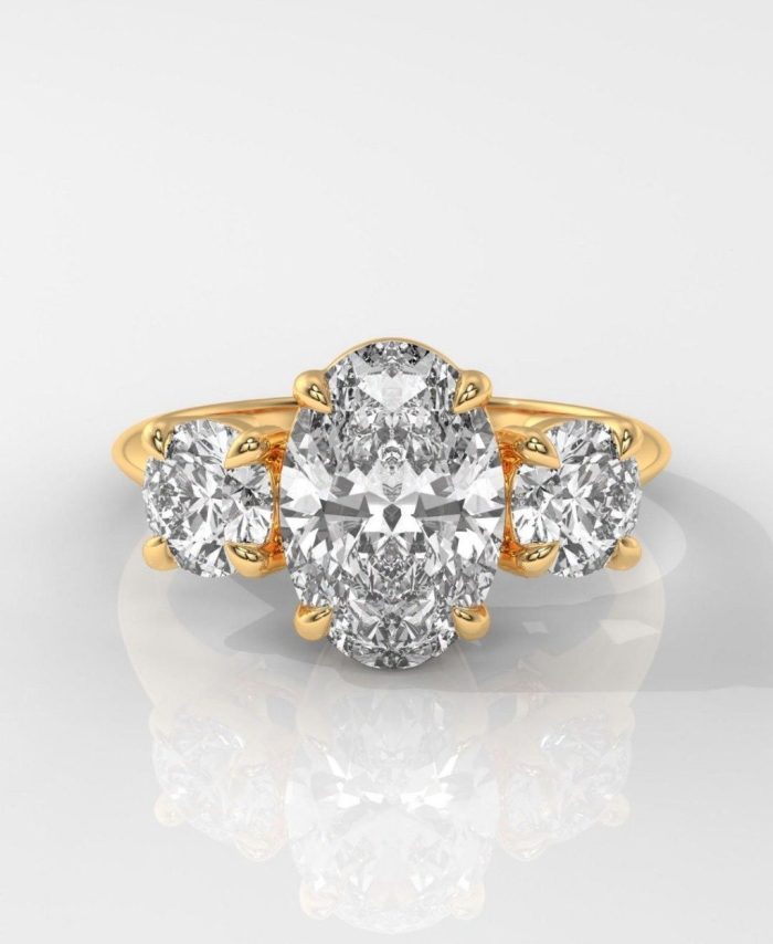 Oval Three Stone Engagement Ring