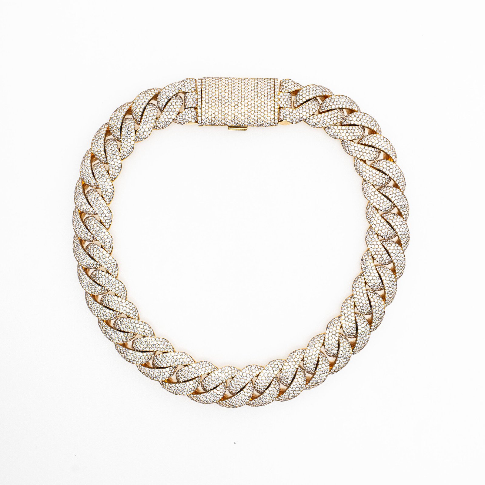 14K Gold Iced Cuban Link Chain- 45.51CT