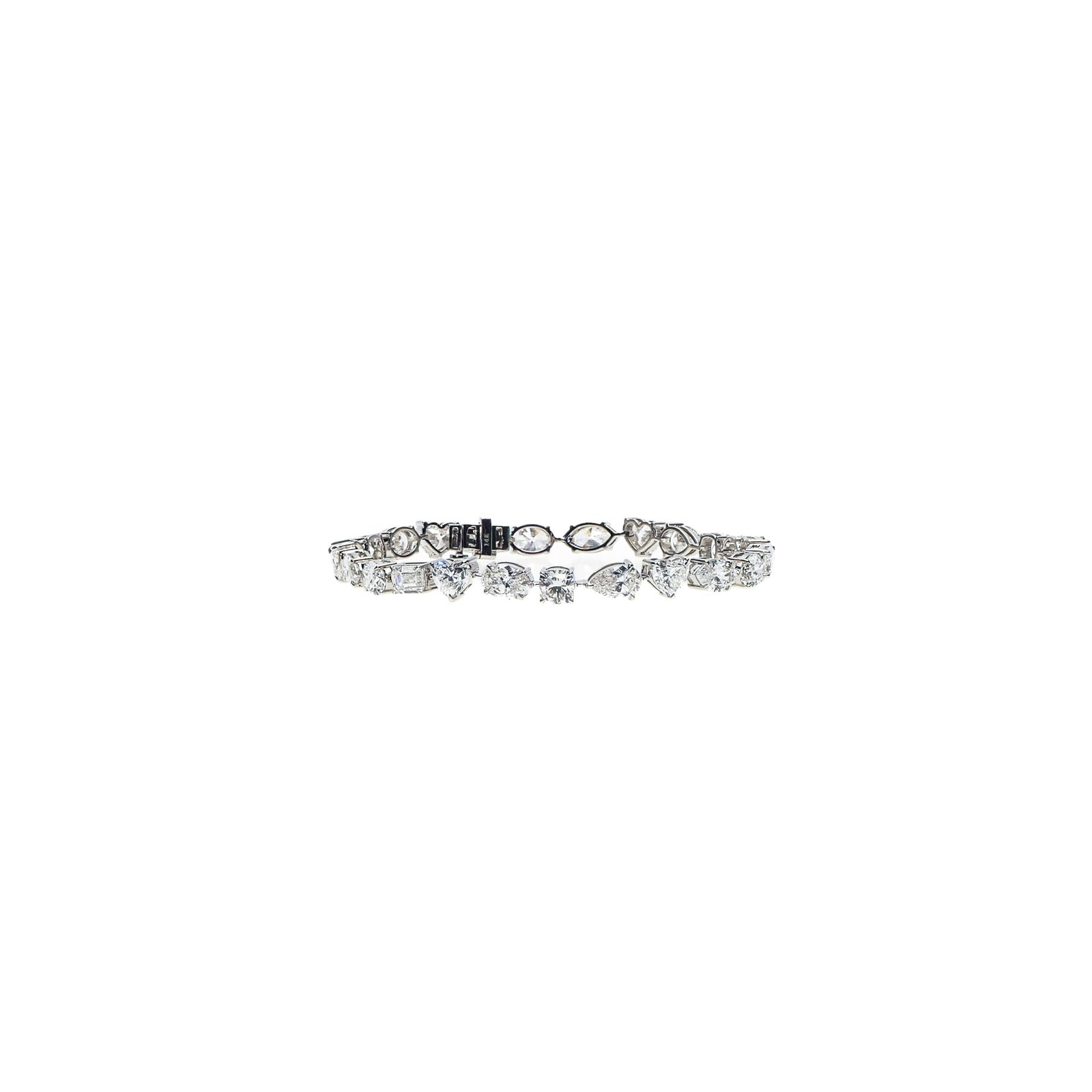 14K White Gold Multi-Shape Diamond Bracelet – 18.42 Carats