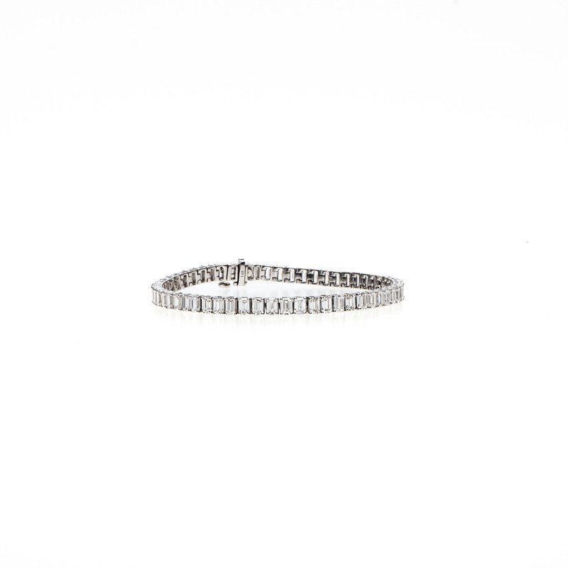 14K White Gold Emerald-Cut Diamond Tennis Bracelet – 10.60ctw