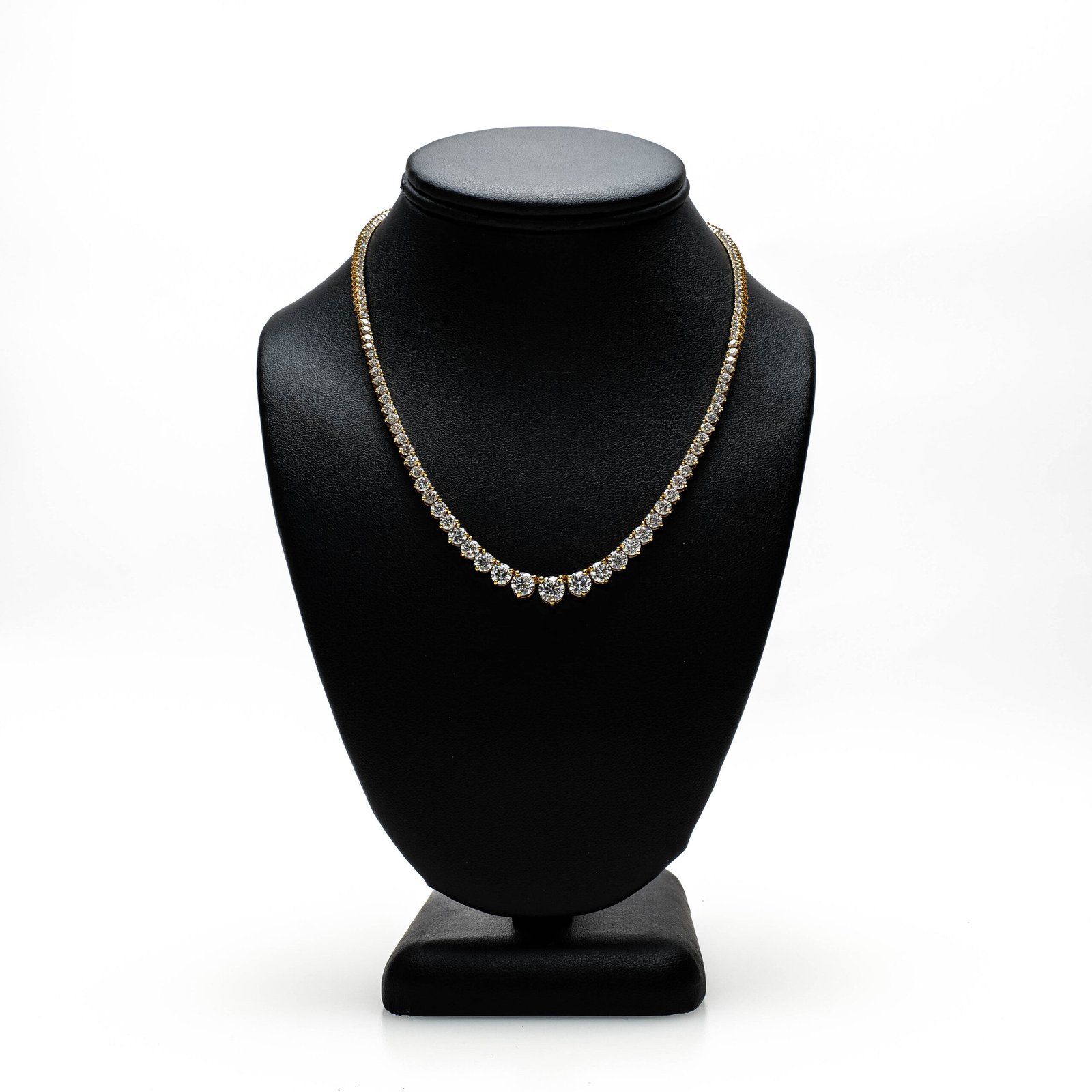 14K Gold Round Diamond Tennis Necklace -15.35CT