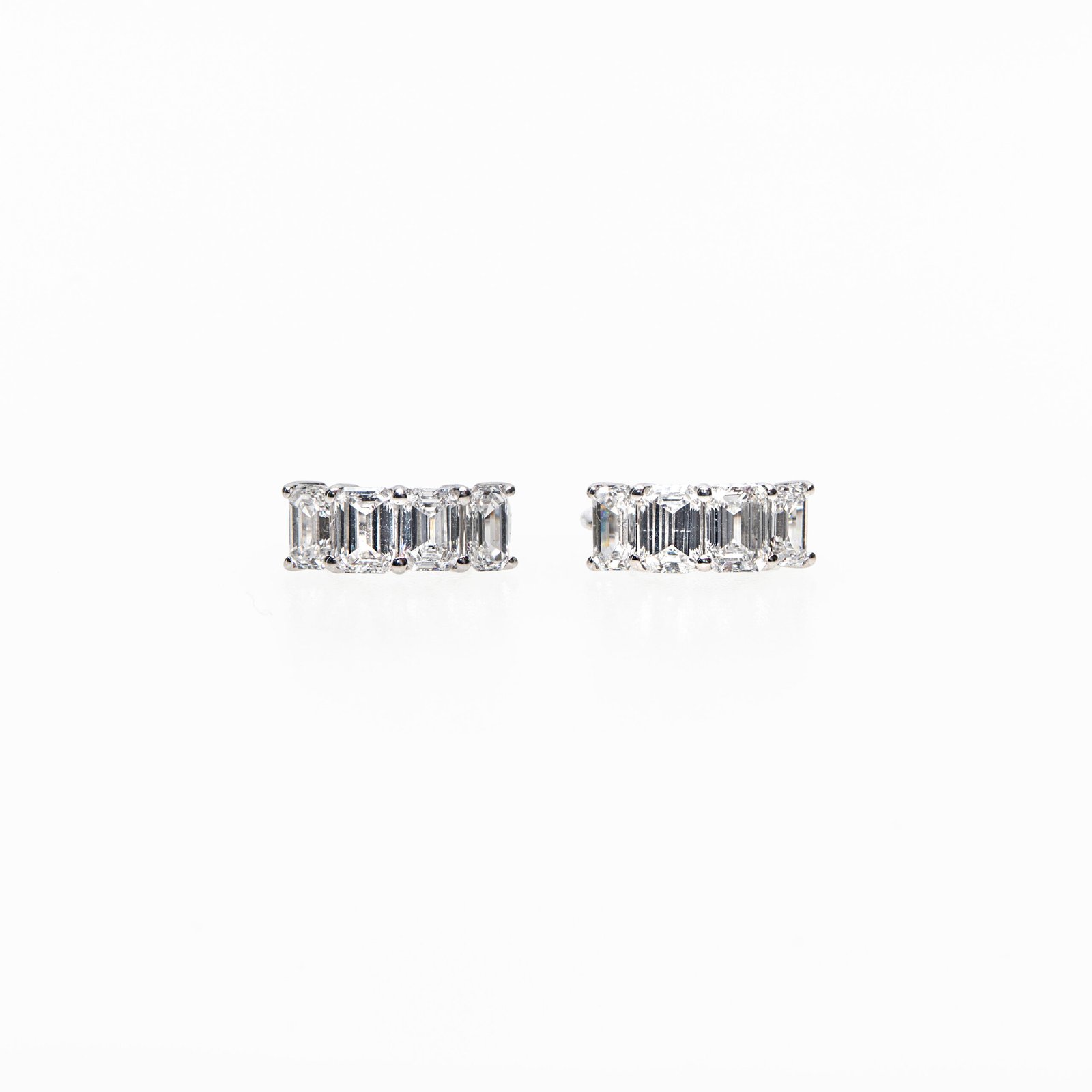 14K White Gold Emerald-Cut Diamond Small Hoop Earrings – 1.70 CTW