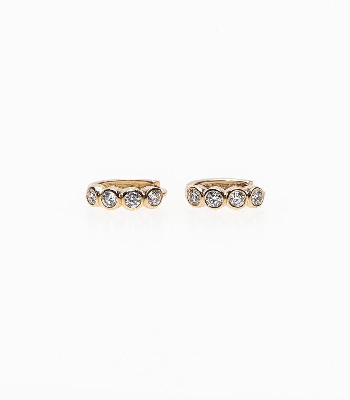 14K Round  Bezel Set Diamond Hoop Earrings – 0.35 Carats