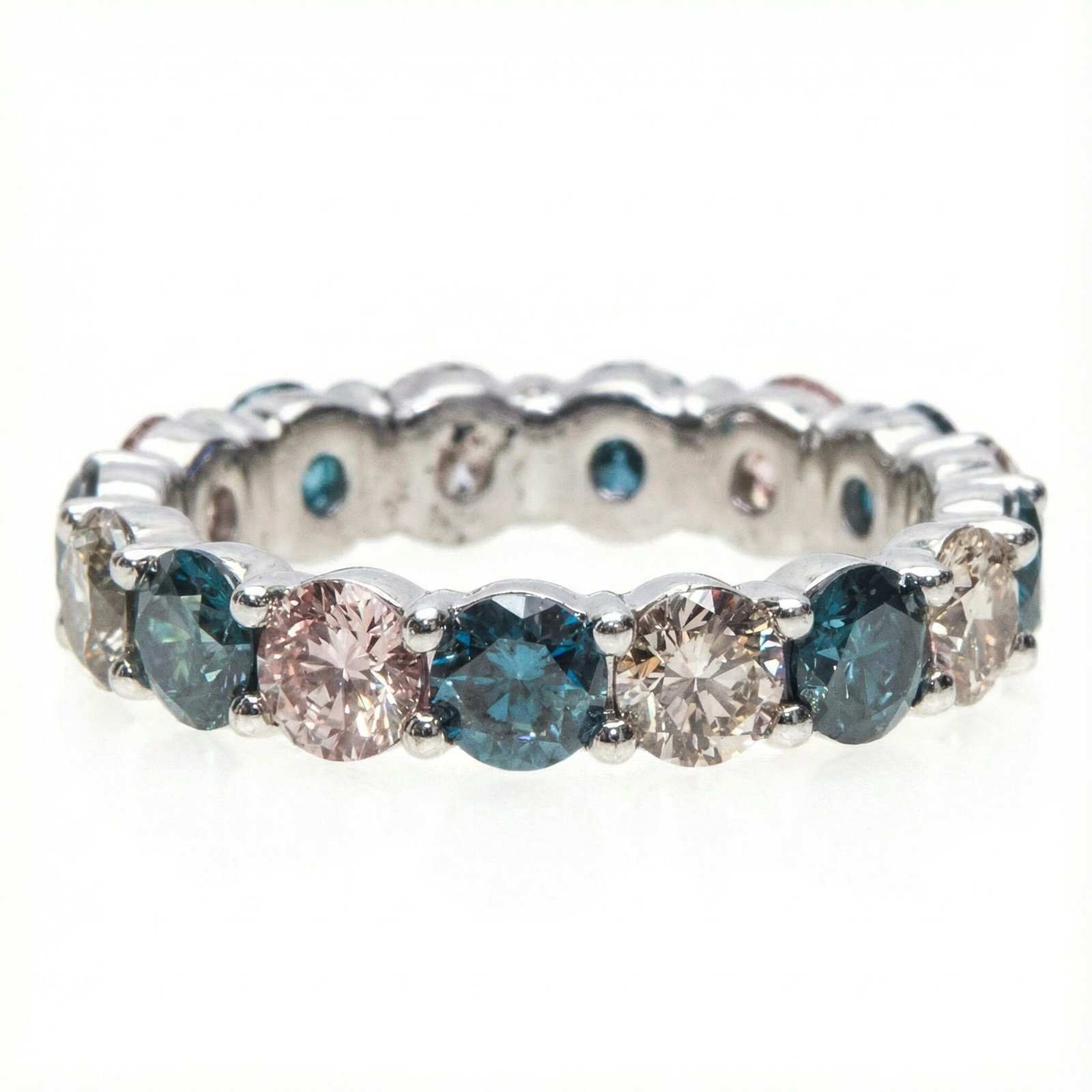 Round Multi Color Eternity Band With 3.85CT Diamonds