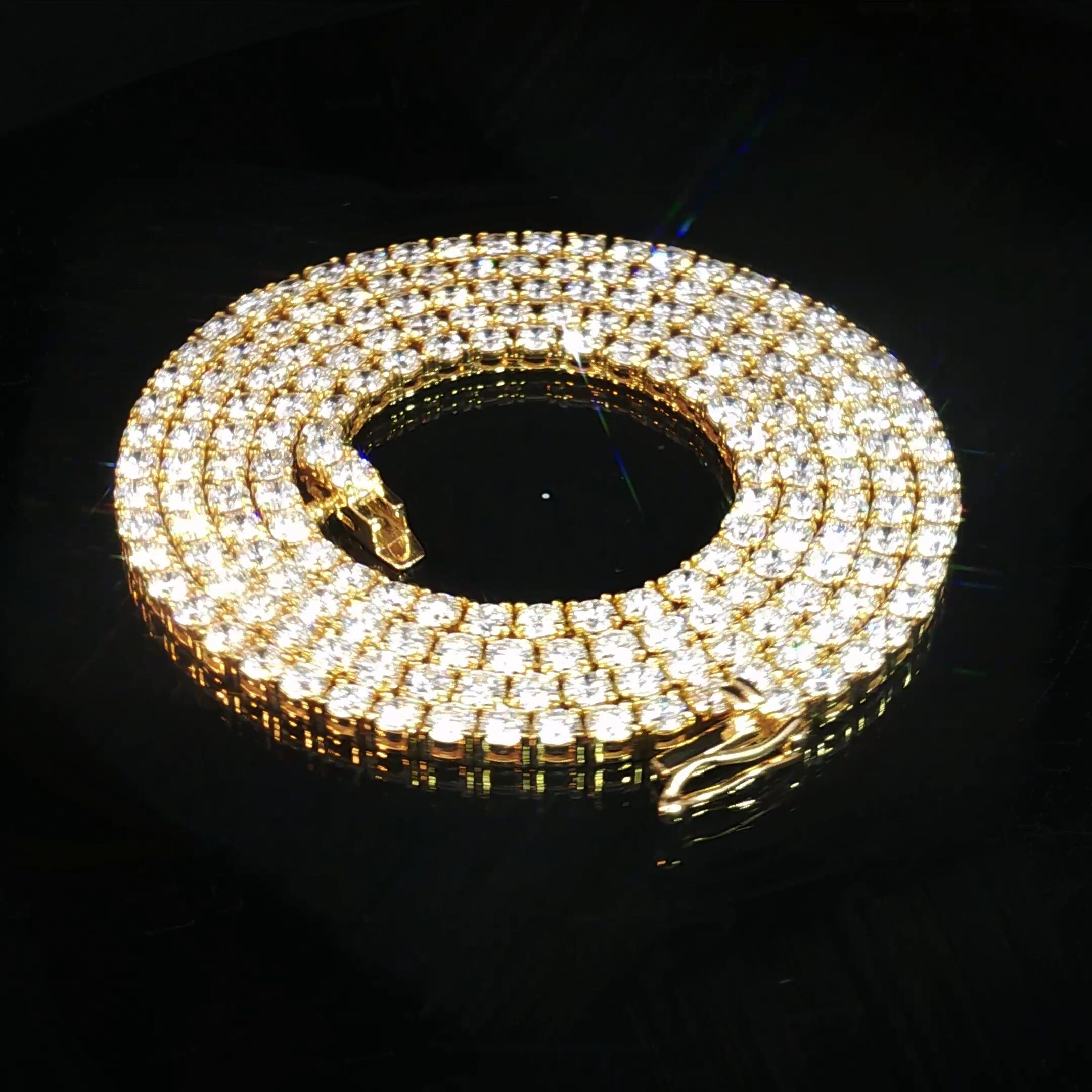 14K Yellow Gold Diamond Tennis Necklace
