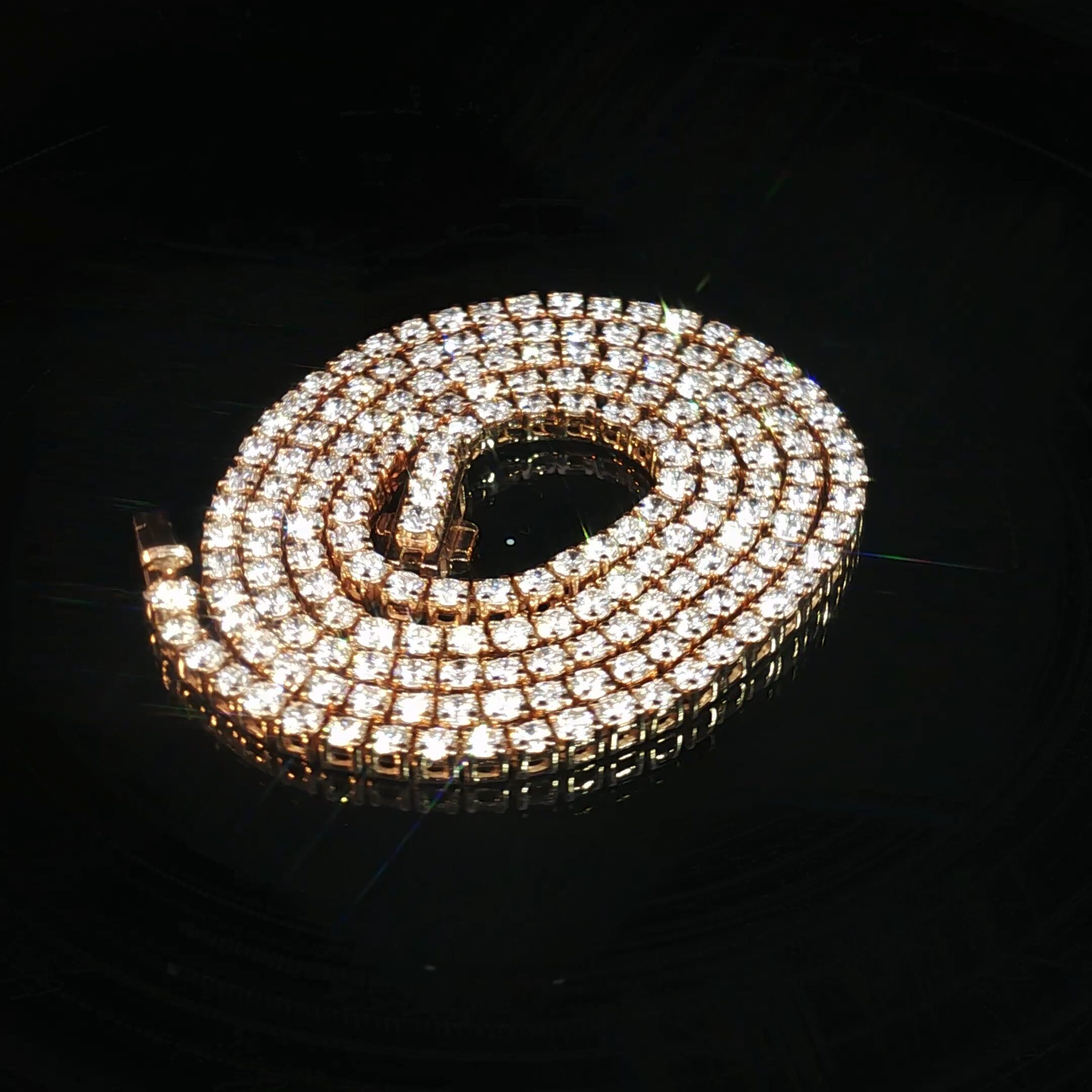 14K Rose Gold Round Tennis Necklace