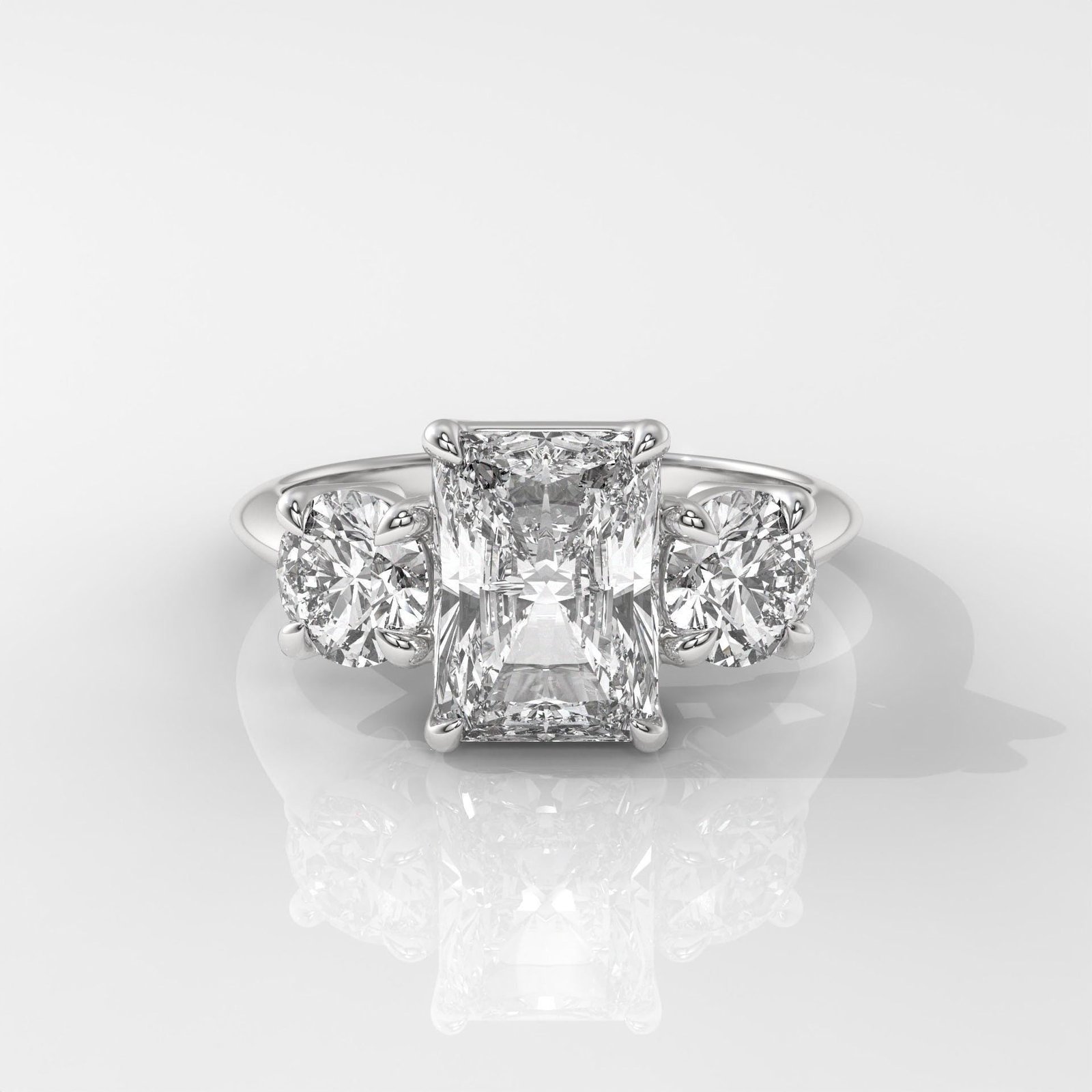 Three Stone Radiant Cut Engagement Ring - Image 2