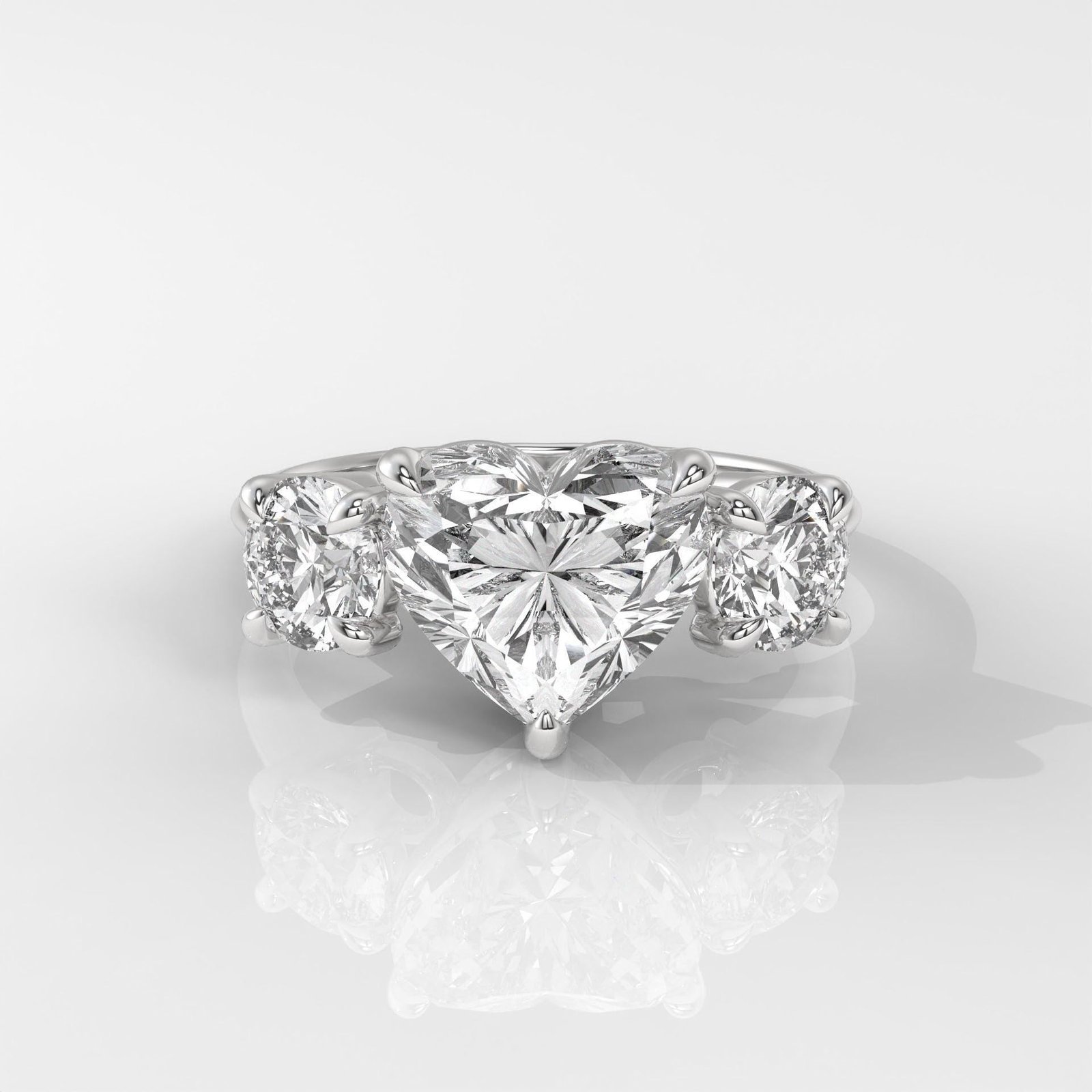 Three Stones Heart Cut Engagement Ring - Image 2