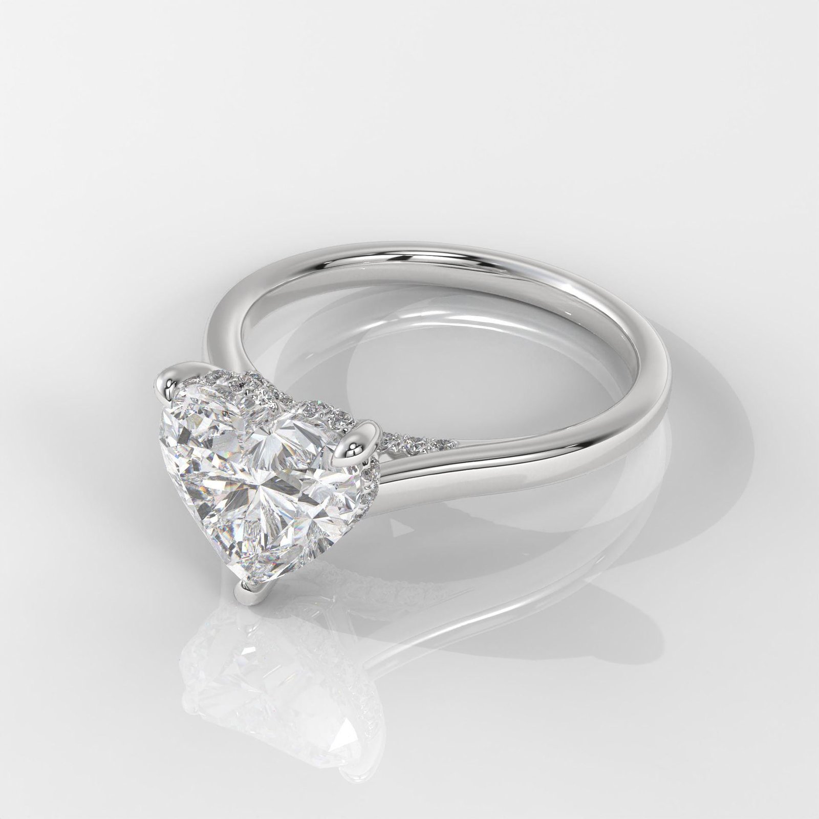 Heart Cut Hidden Halo Enagement Ring - Image 5