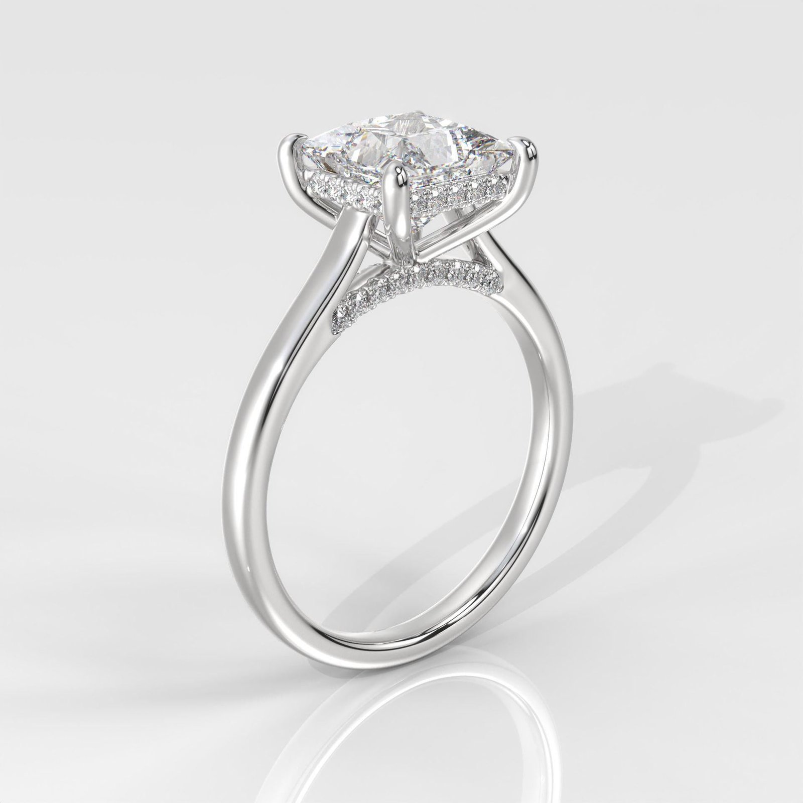 Princess Cut Hidden Halo Enagement Ring - Image 6