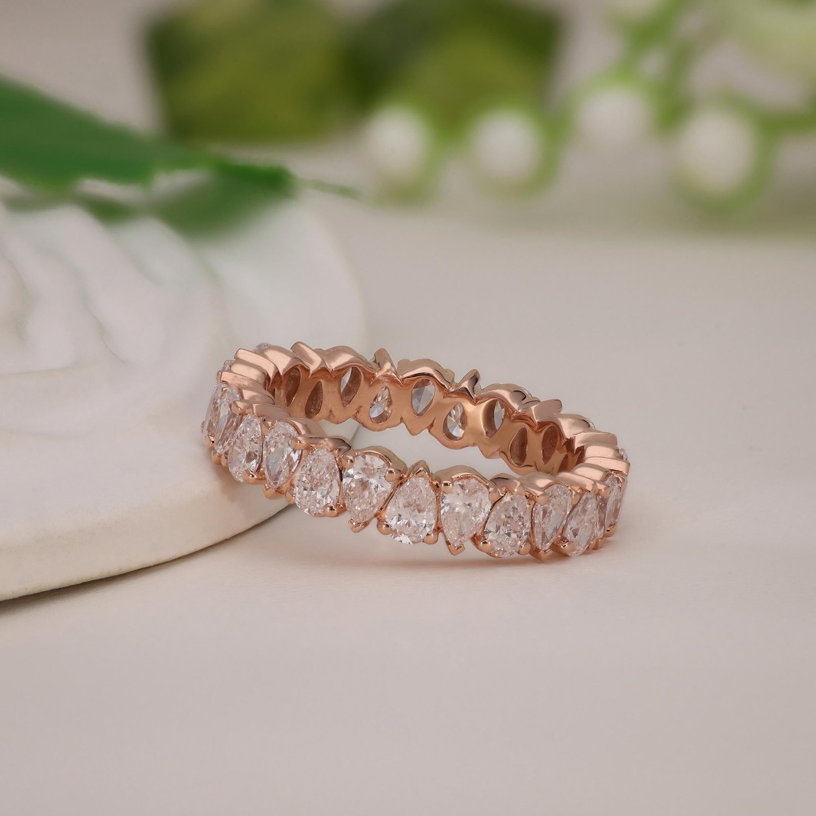 Rose Gold Pear Shape Eternity Band - Image 7