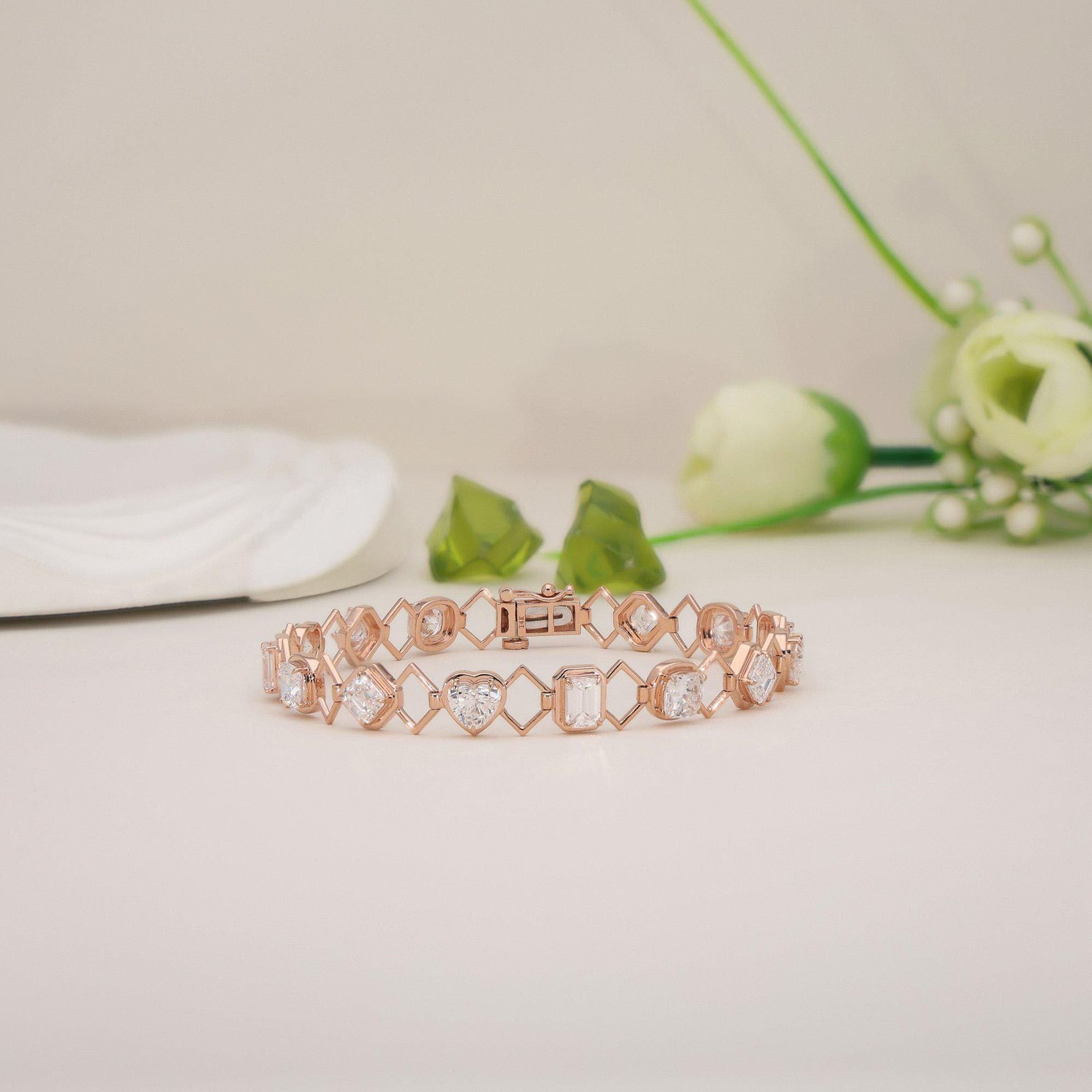 Multi Shape Lab Grown Diamond Zig Zag Bracelet - Image 6