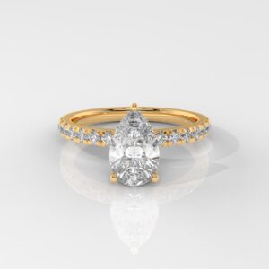 Pear Cut Hidden Halo Engagement Ring