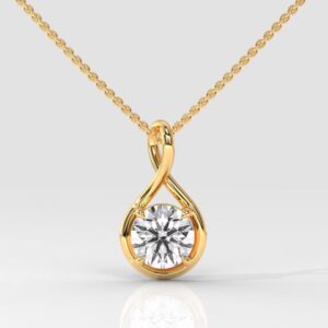 Twisted Round Lab Grown Diamond Solitaire Pendant