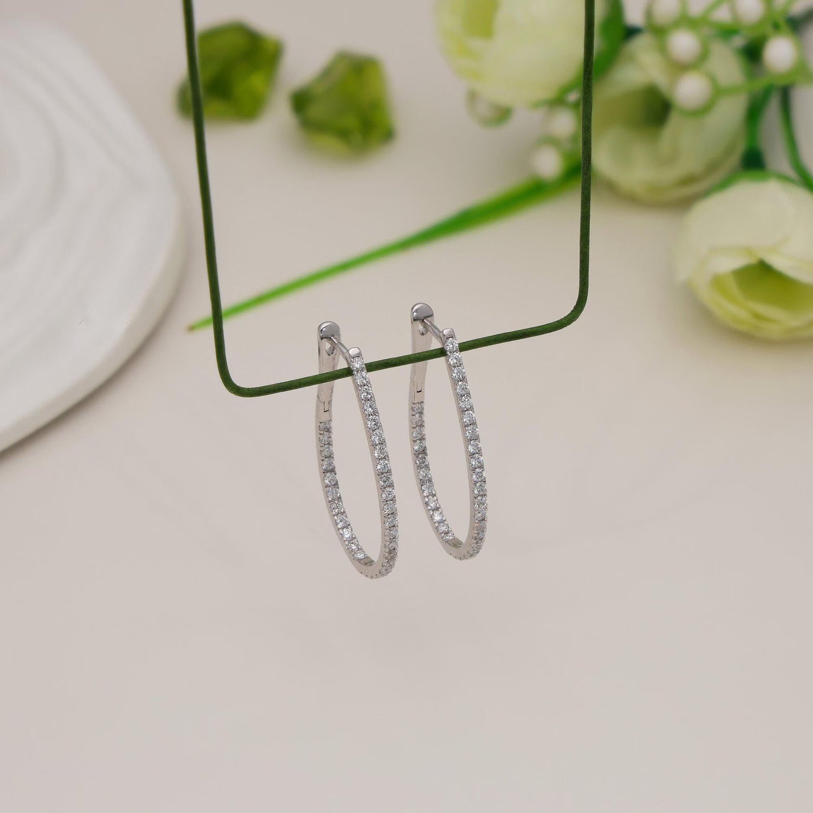 Round Brilliant Cut Diamond Hoop Earrings - Image 2